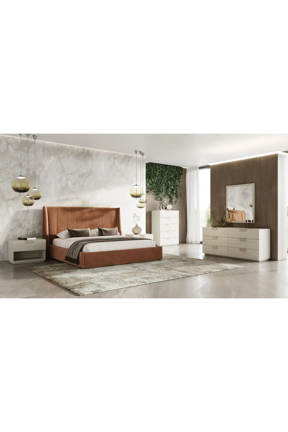 Luxury Modern Travertine 5-Drawer Chest European Style for Villa