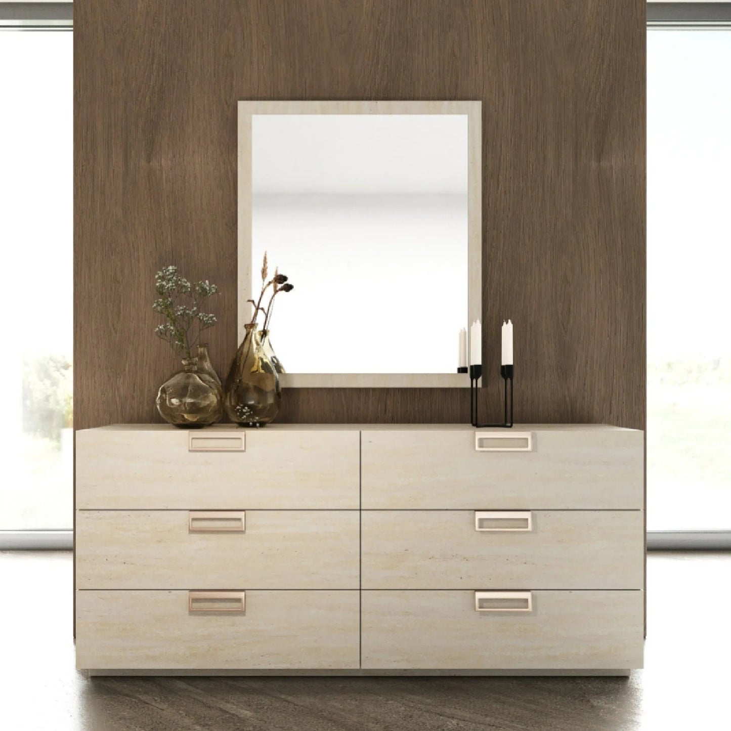 Luxury Modern Travertine 6-Drawer Dresser European Style for Villa