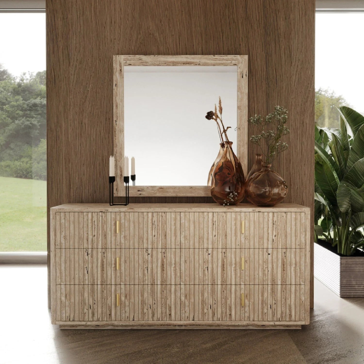 Luxury Modern Travertine Dresser European Style for Villa