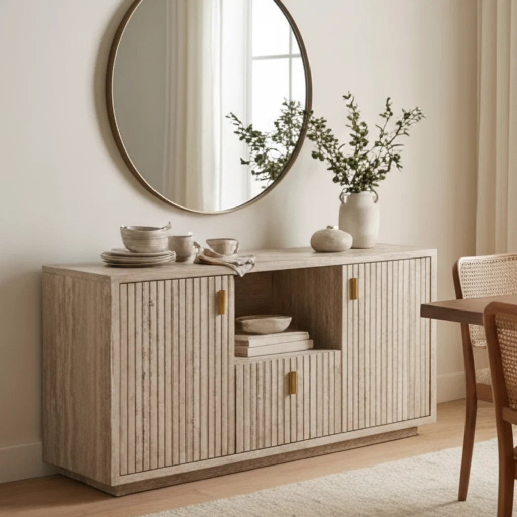 Luxury Modern Travertine Style File Cabinet European Style for Villa