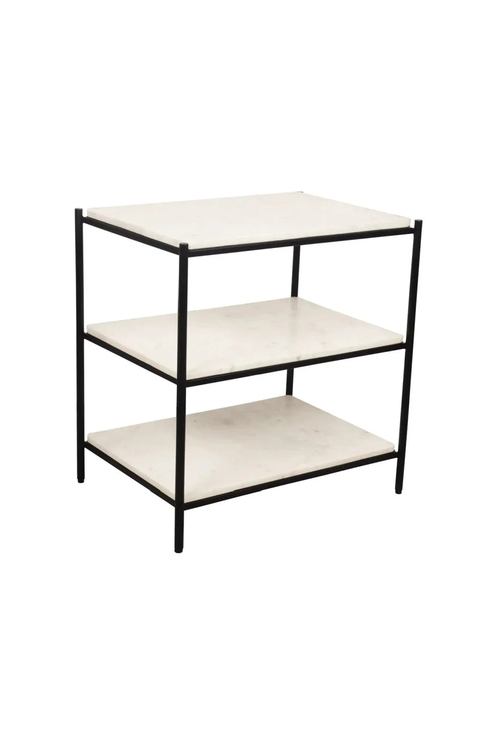 Luxury Modern Trine White Marble 3-Layer Nightstand European Style for Villa