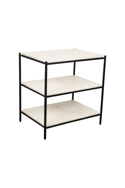 Luxury Modern Trine White Marble 3-Layer Nightstand European Style for Villa