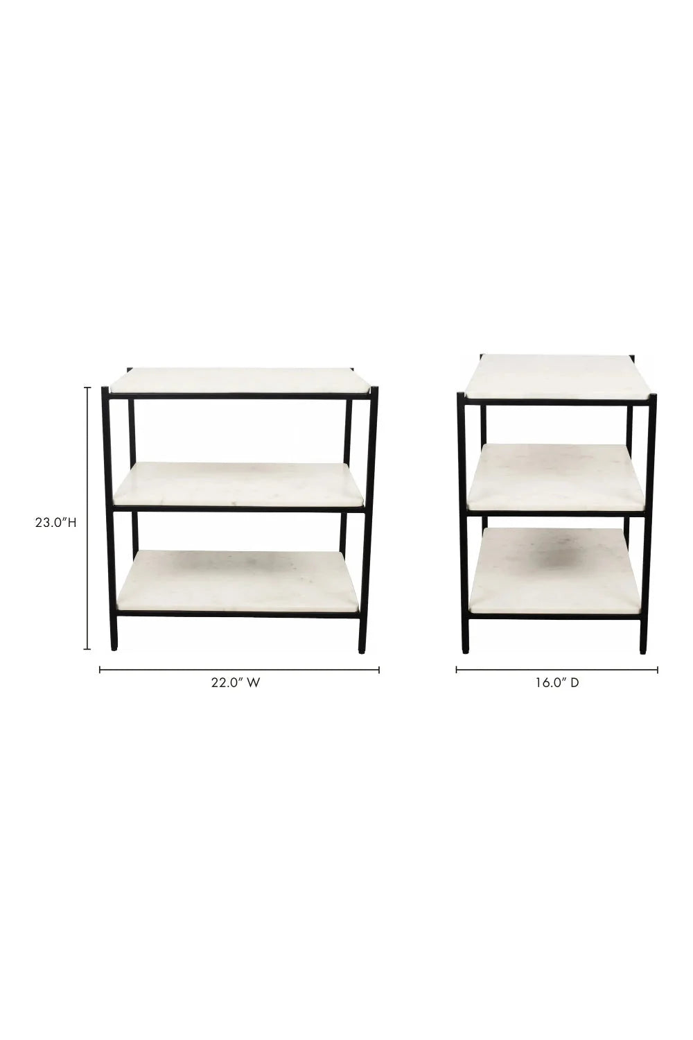 Luxury Modern Trine White Marble 3-Layer Nightstand European Style for Villa