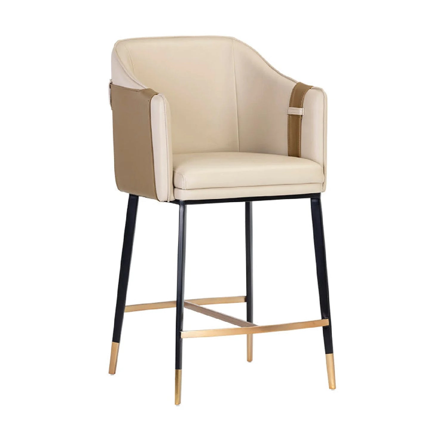 Luxury Modern Two-Tone Leather Counter Stool European Style for Villa
