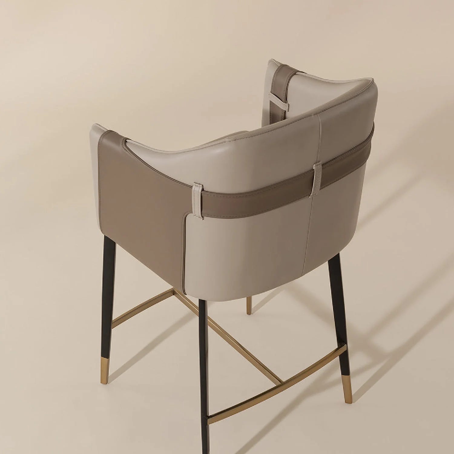 Luxury Modern Two-Tone Leather Counter Stool European Style for Villa
