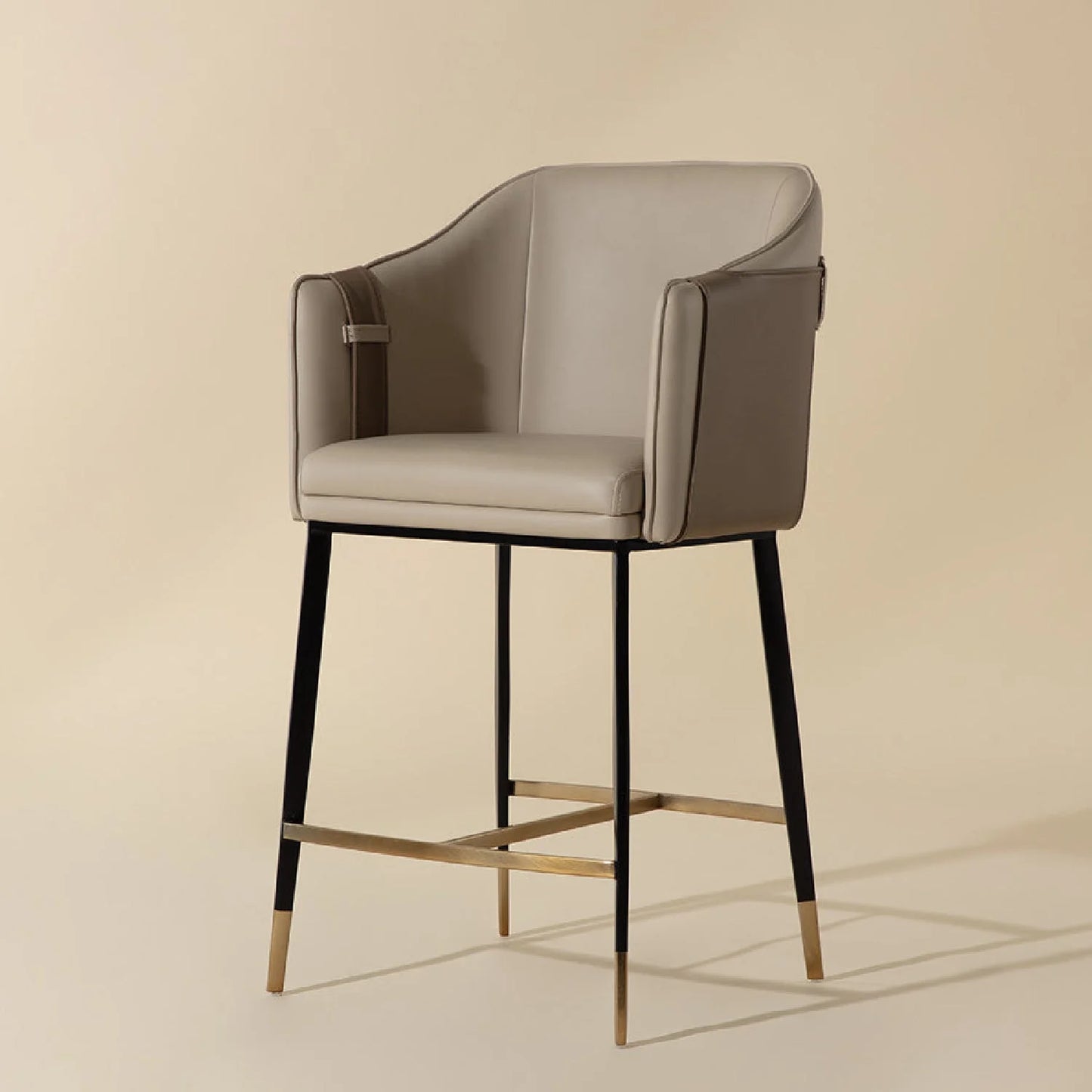 Luxury Modern Two-Tone Leather Counter Stool European Style for Villa