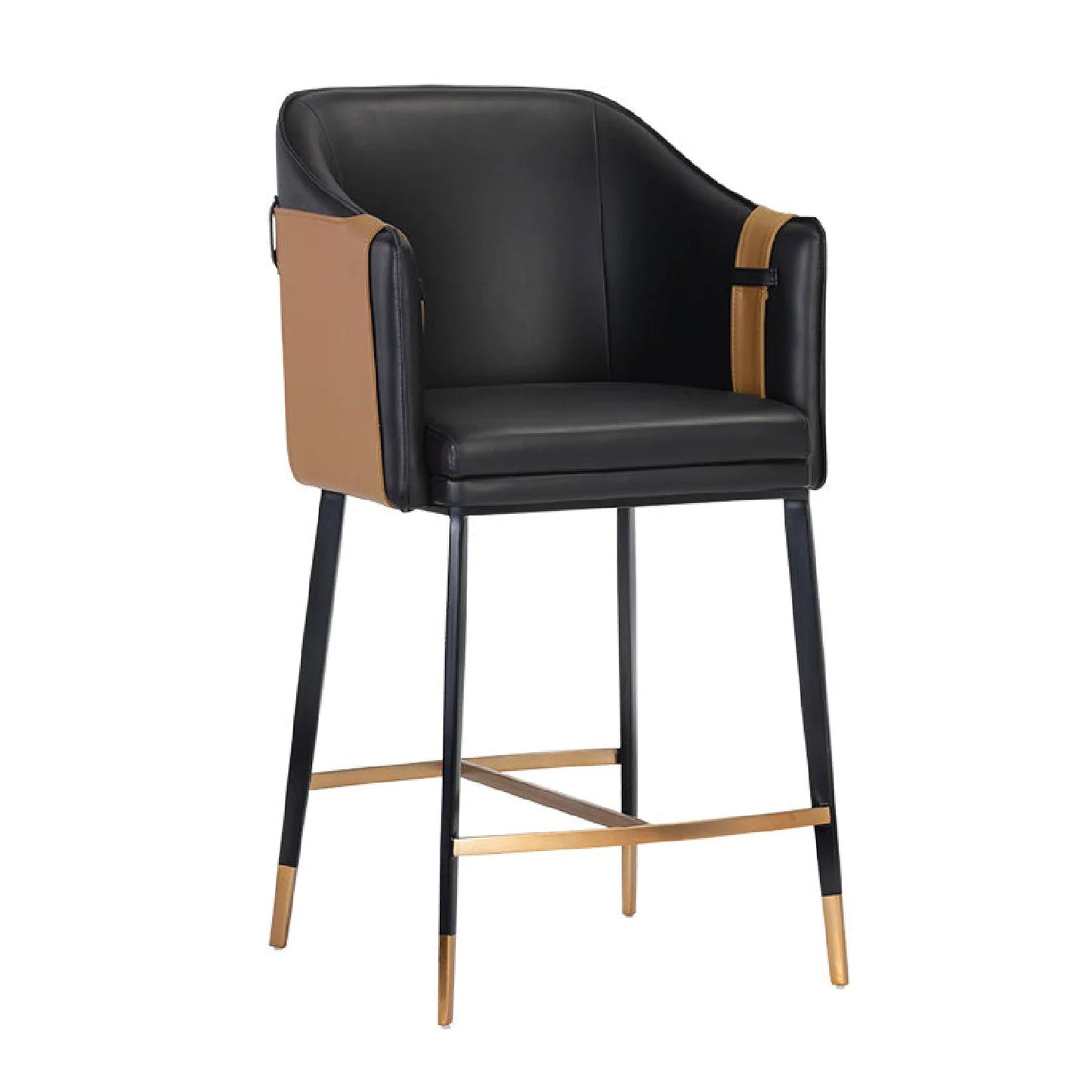Luxury Modern Two-Tone Leather Counter Stool European Style for Villa