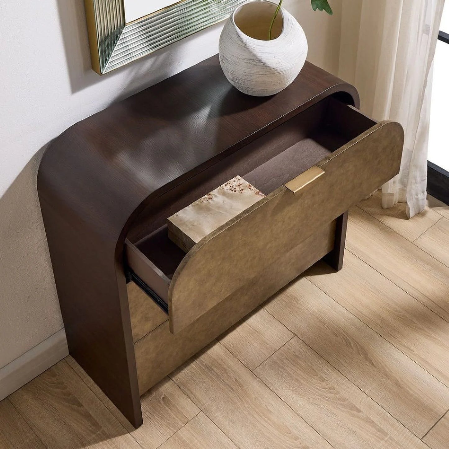 Luxury Modern Two-Toned Oak 3-Drawer Chest European Style for Villa