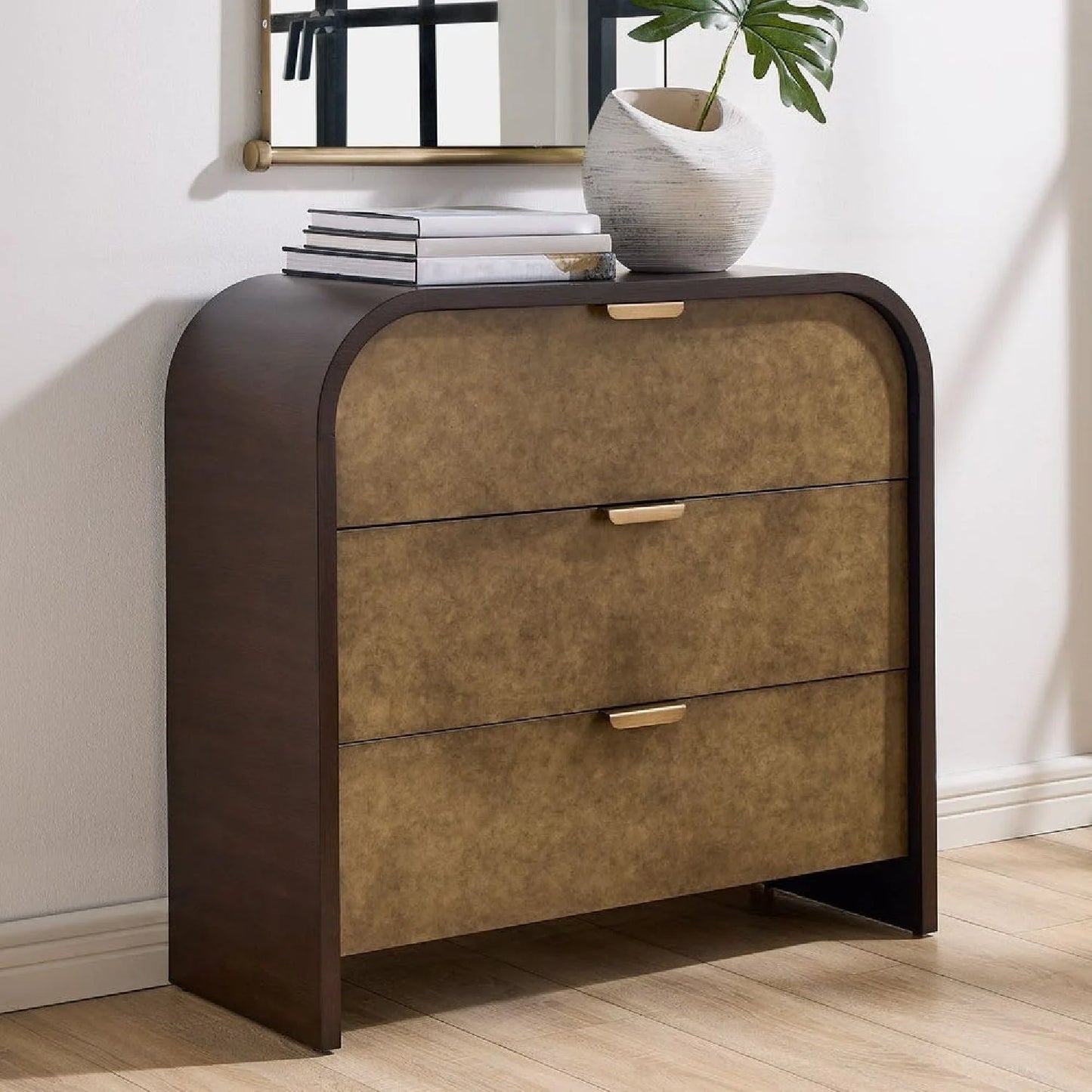 Luxury Modern Two-Toned Oak 3-Drawer Chest European Style for Villa