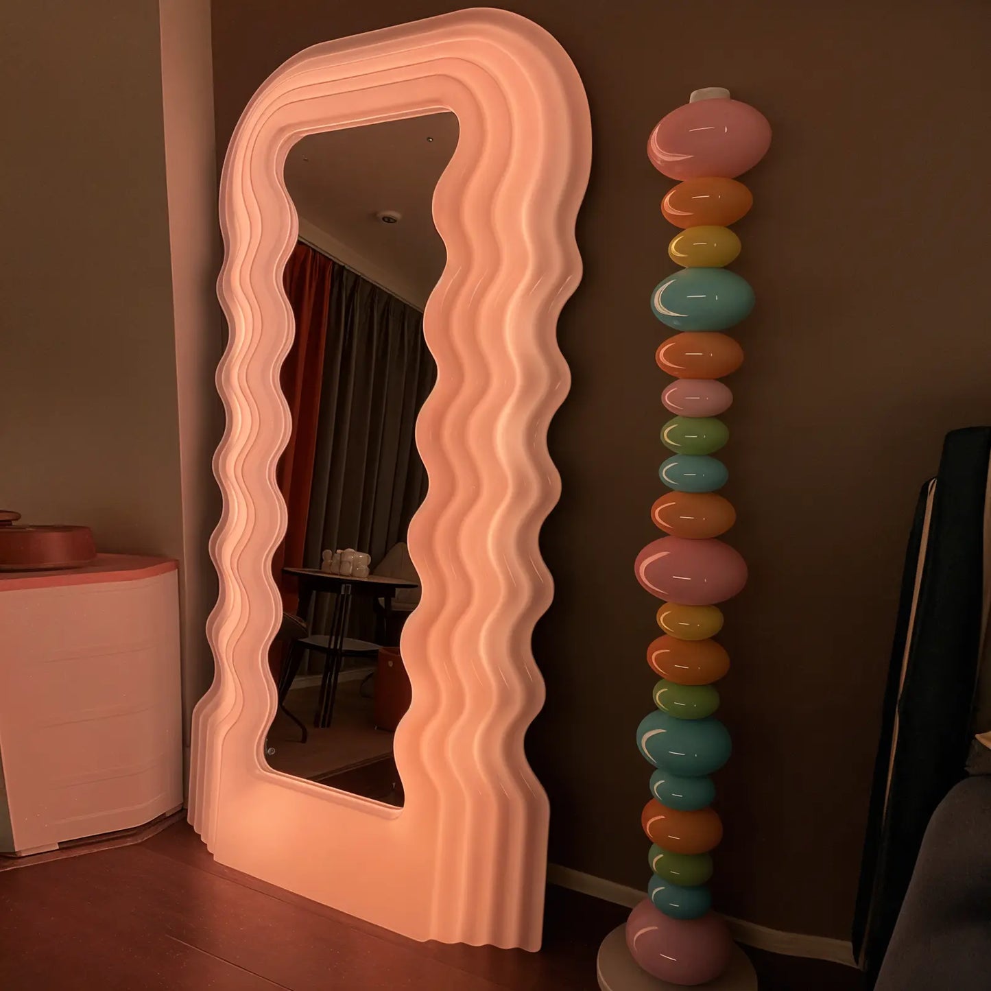 Luxury Modern Undulating Wave Mirror European Style for Villa