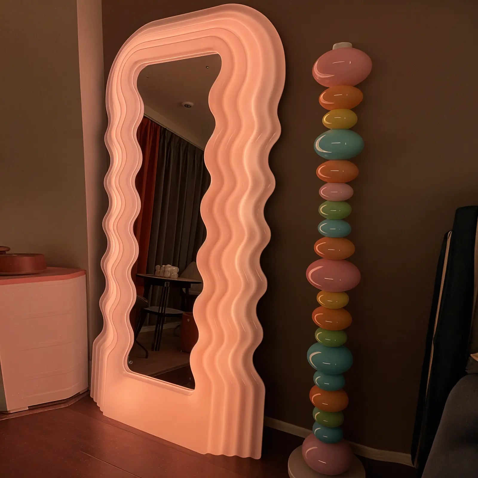 Luxury Modern Undulating Wave Mirror European Style for Villa
