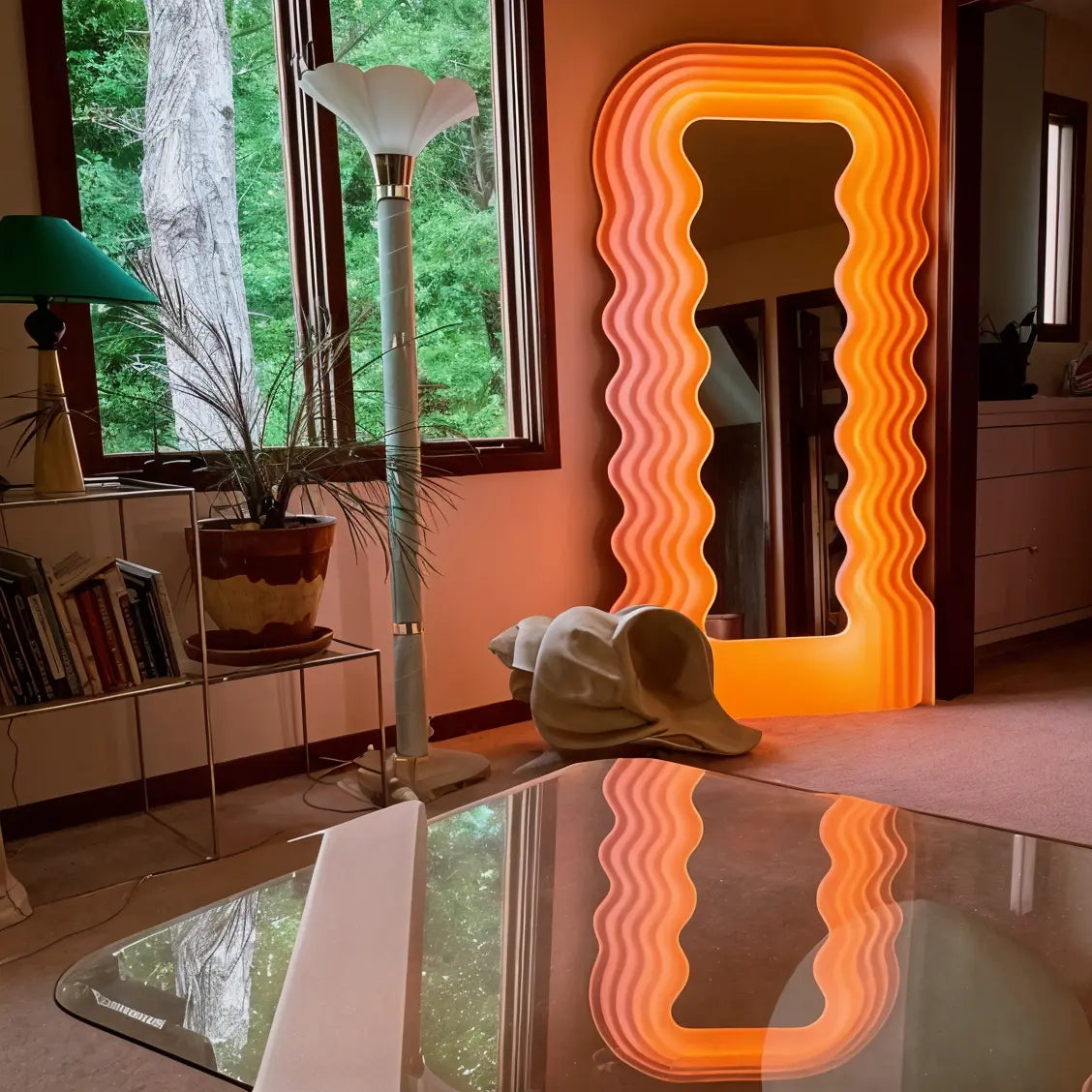 Luxury Modern Undulating Wave Mirror European Style for Villa