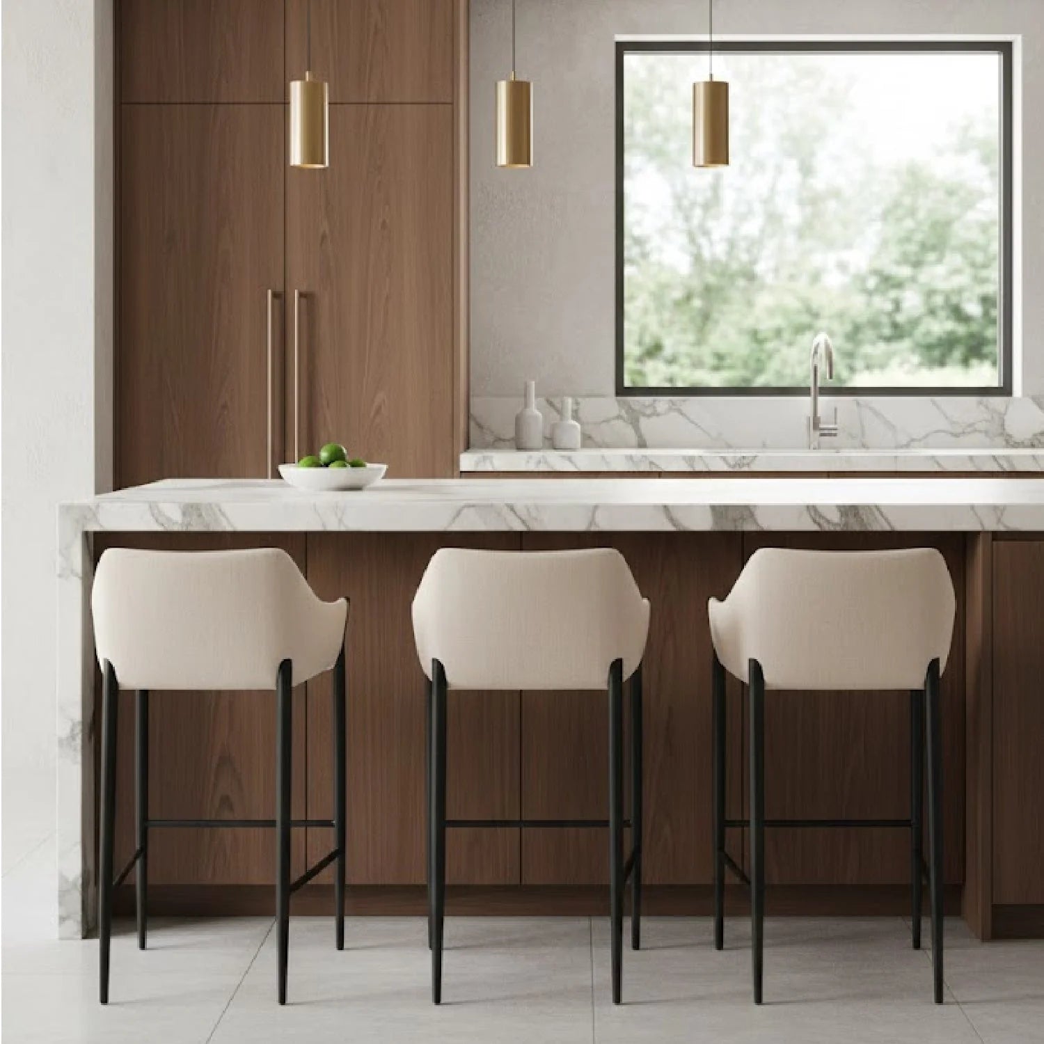 Luxury Modern Upholstered Bar Stool European Style for Villa