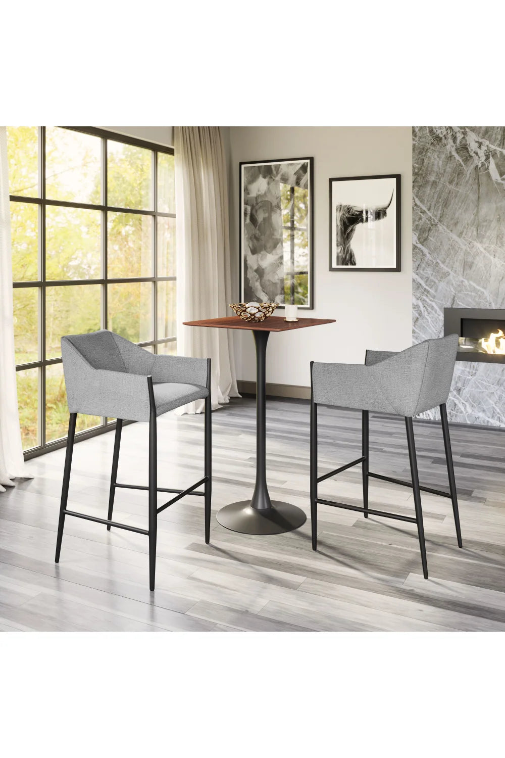Luxury Modern Upholstered Bar Stool European Style for Villa
