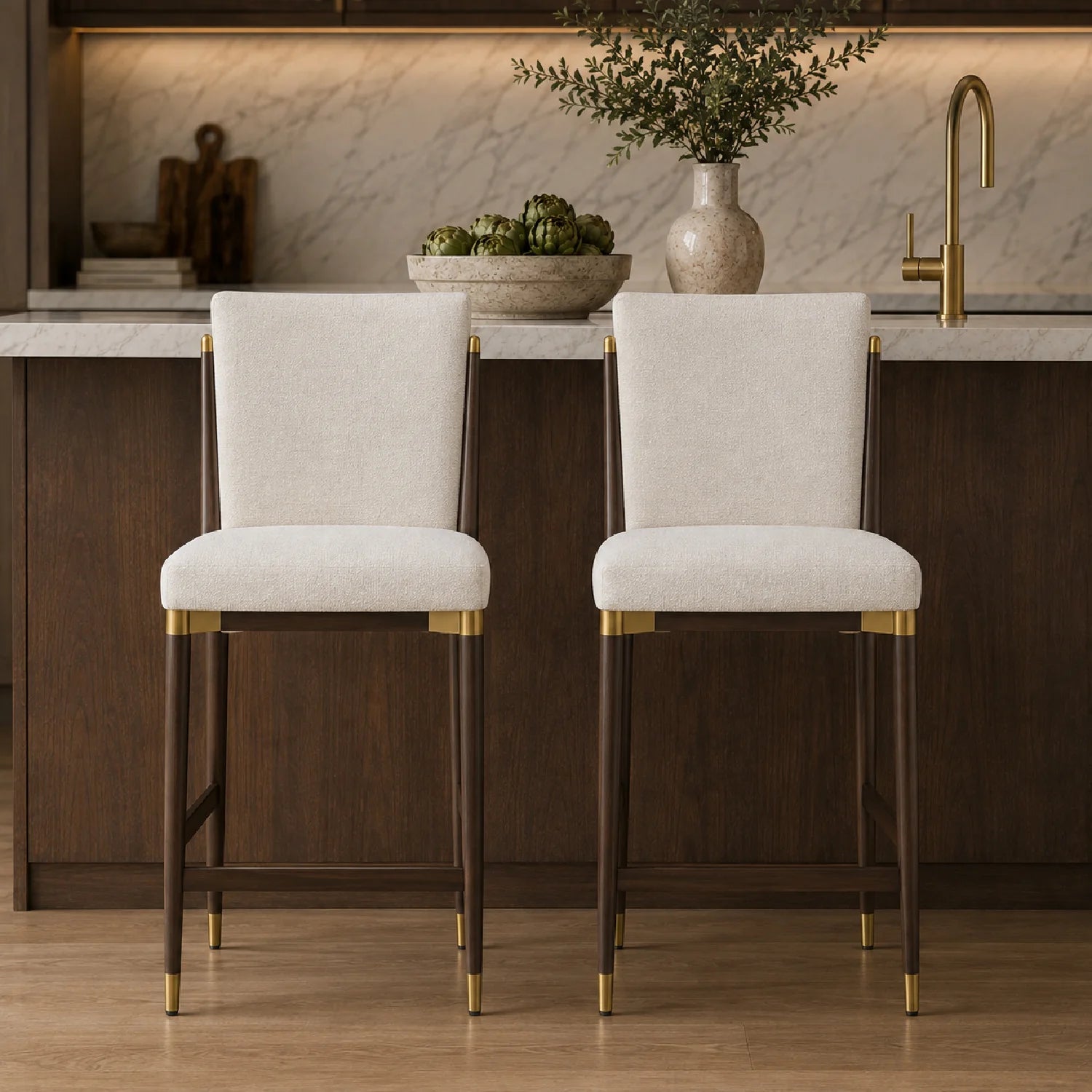 Luxury Modern Upholstered Counter Stool European Style for Villa
