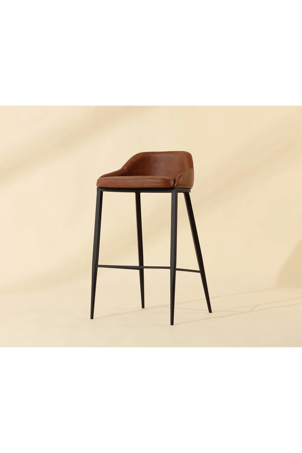 Luxury Modern Upholstered Low-Back Bar Stool European Style for Villa