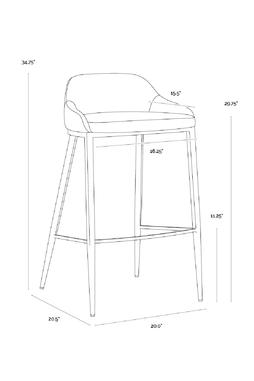 Luxury Modern Upholstered Low-Back Bar Stool European Style for Villa