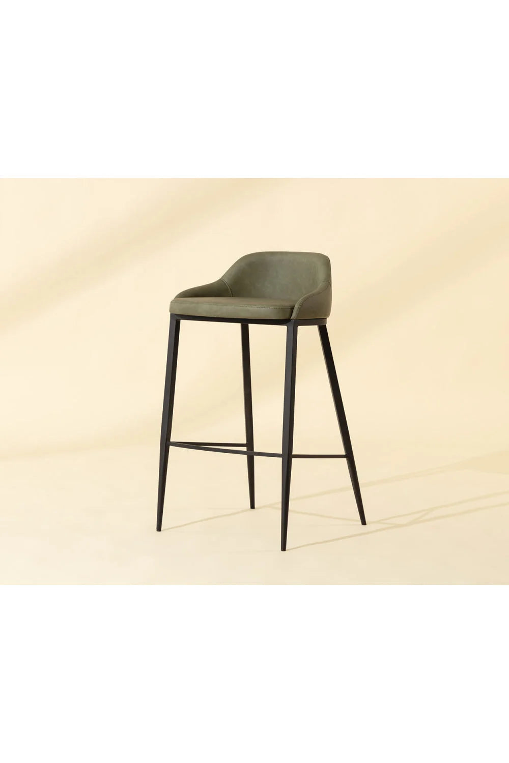 Luxury Modern Upholstered Low-Back Bar Stool European Style for Villa
