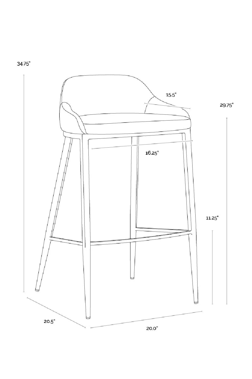 Luxury Modern Upholstered Low-Back Bar Stool European Style for Villa