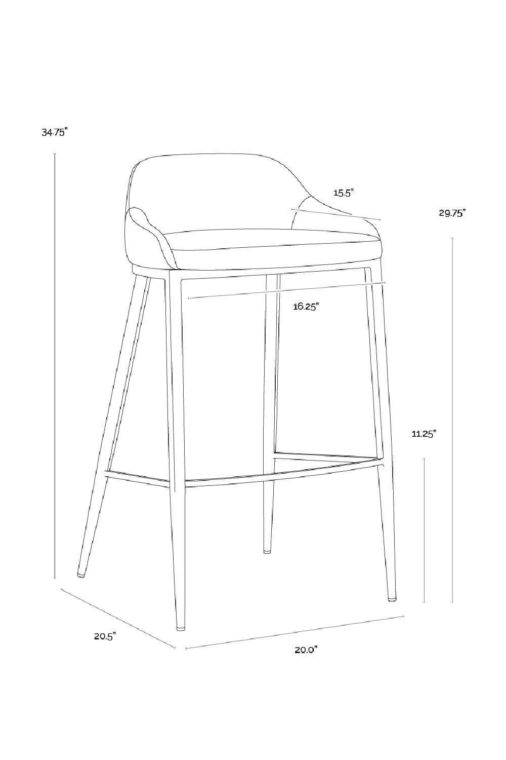 Luxury Modern Upholstered Low-Back Bar Stool European Style for Villa