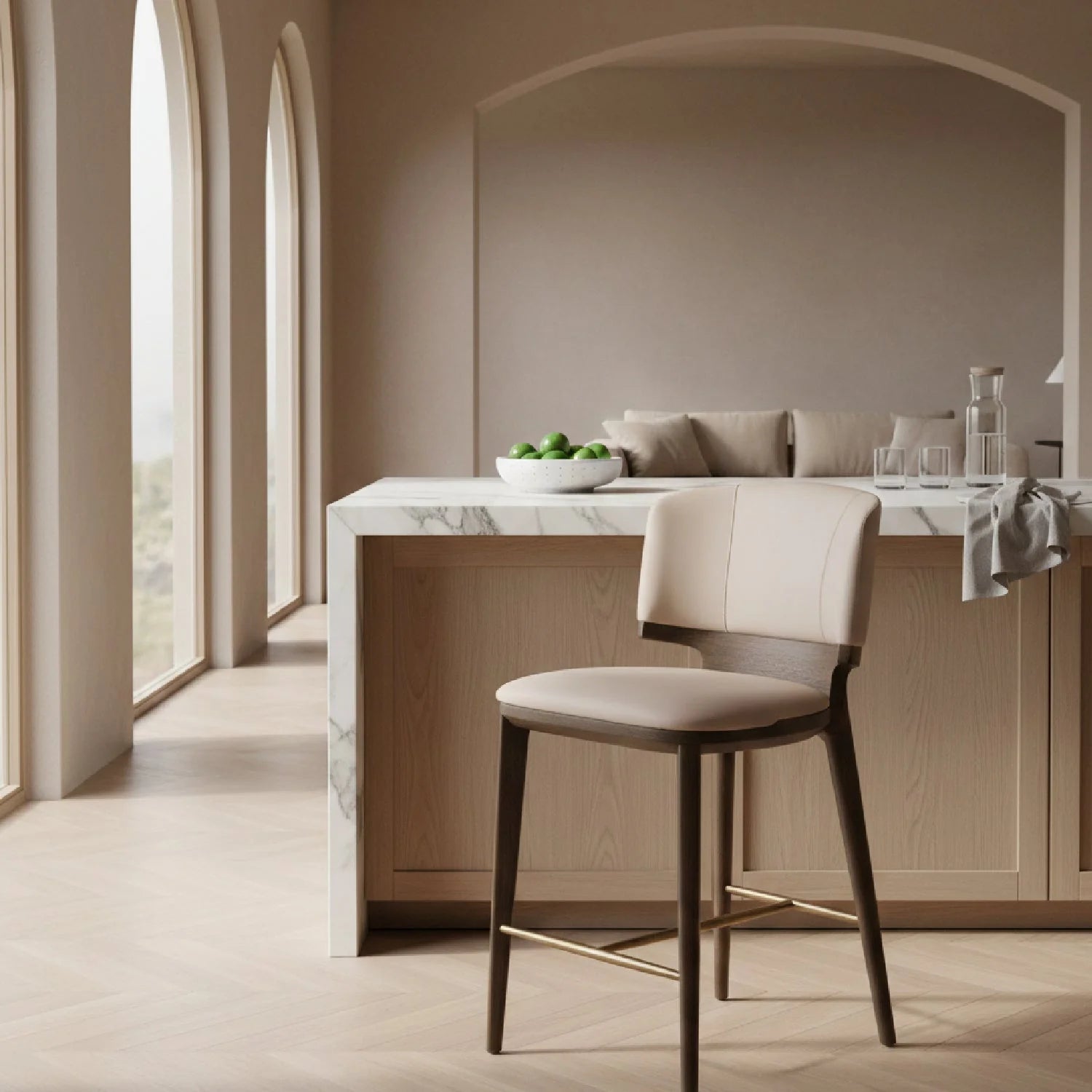 Luxury Modern Vegan Leather Counter Stool European Style for Villa