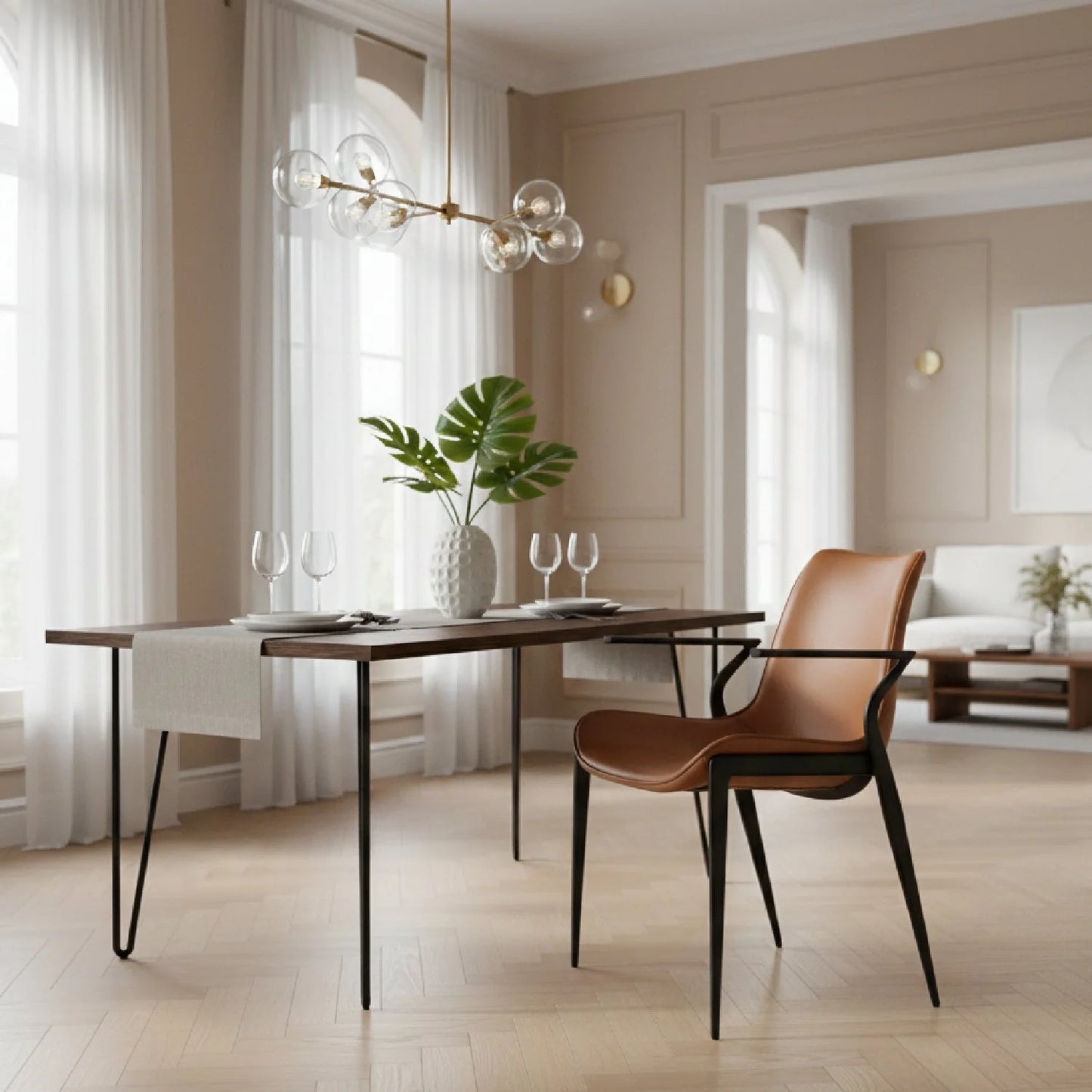 Luxury Modern Vegan Leather Dining Chair European Style for Villa