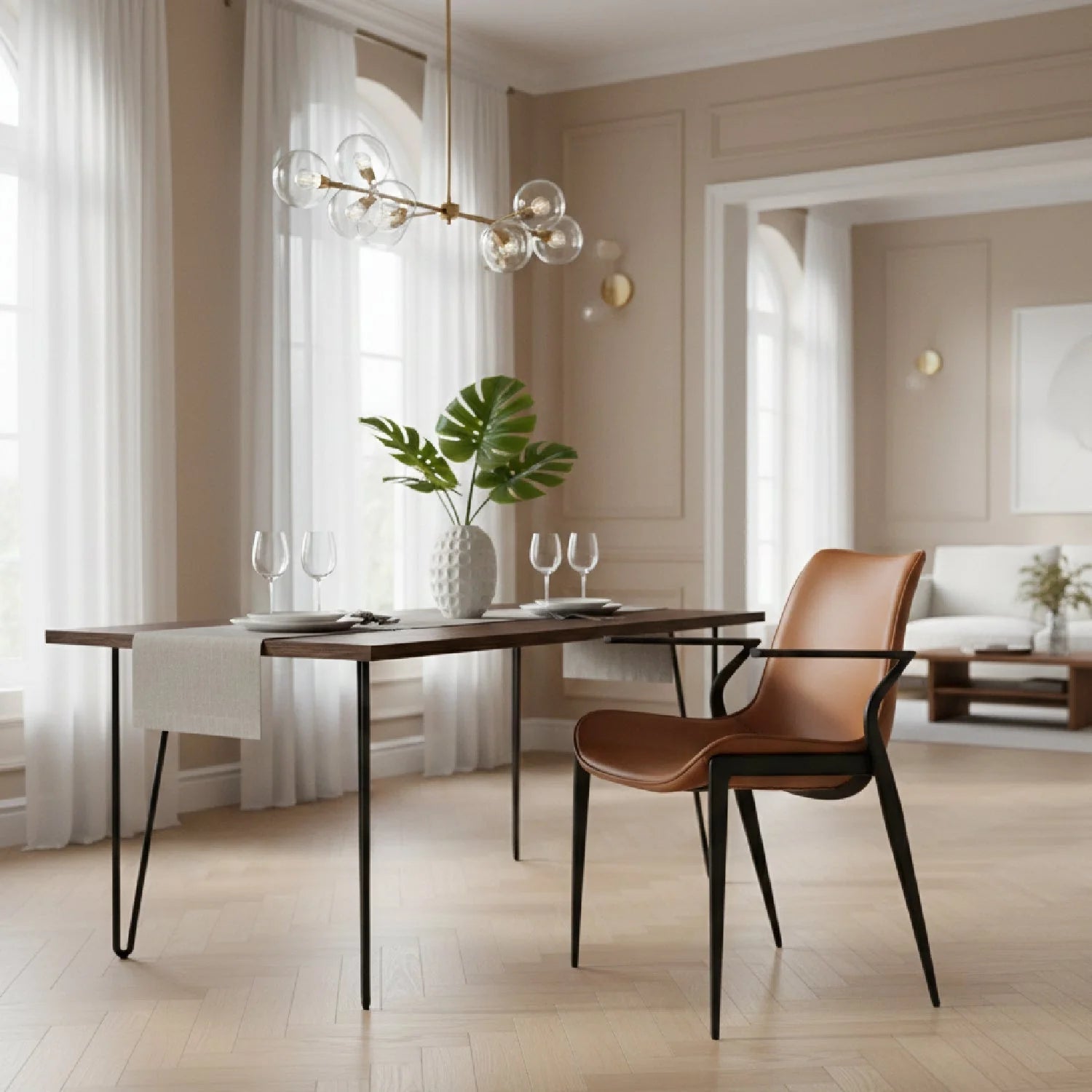 Luxury Modern Vegan Leather Dining Chair European Style for Villa