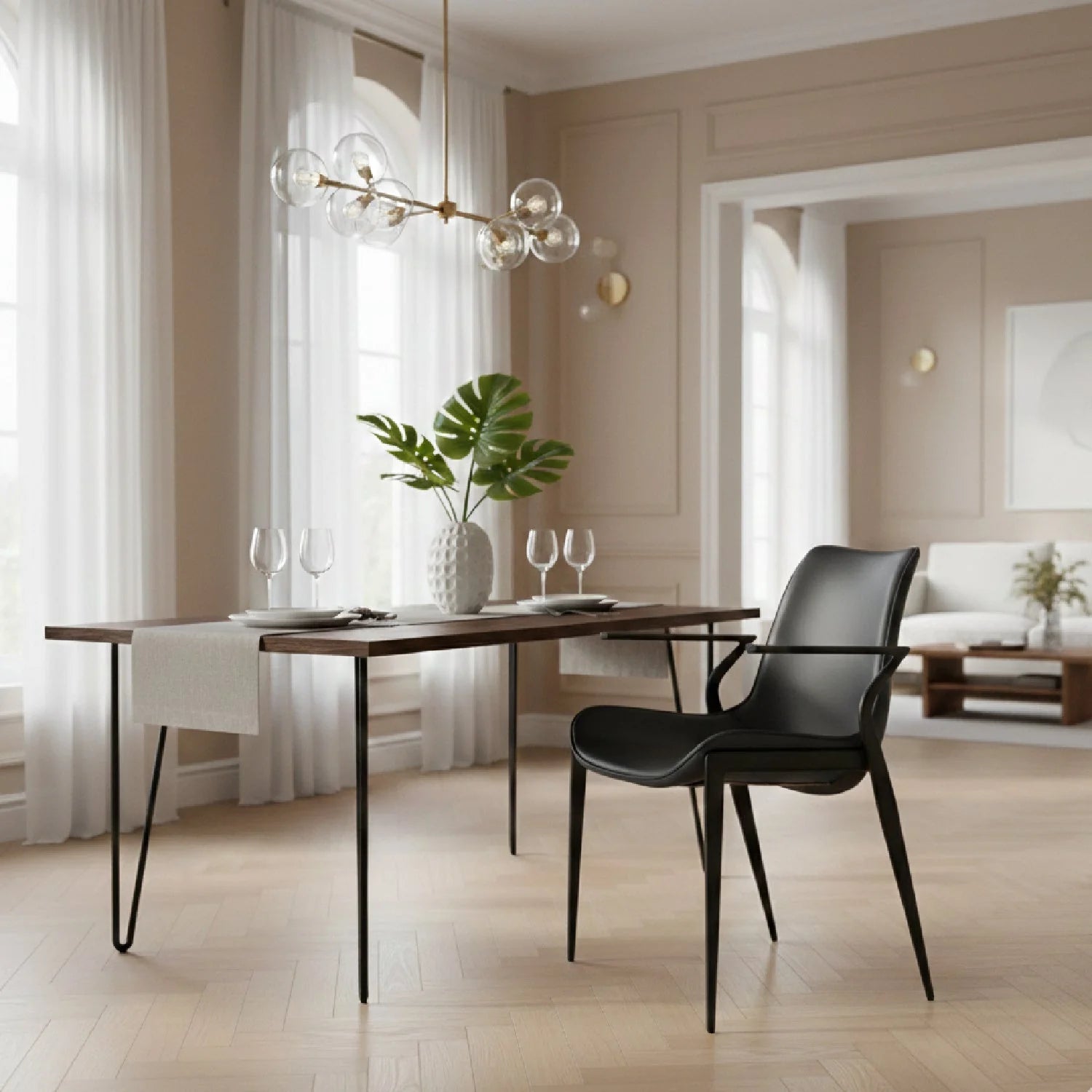 Luxury Modern Vegan Leather Dining Chair European Style for Villa