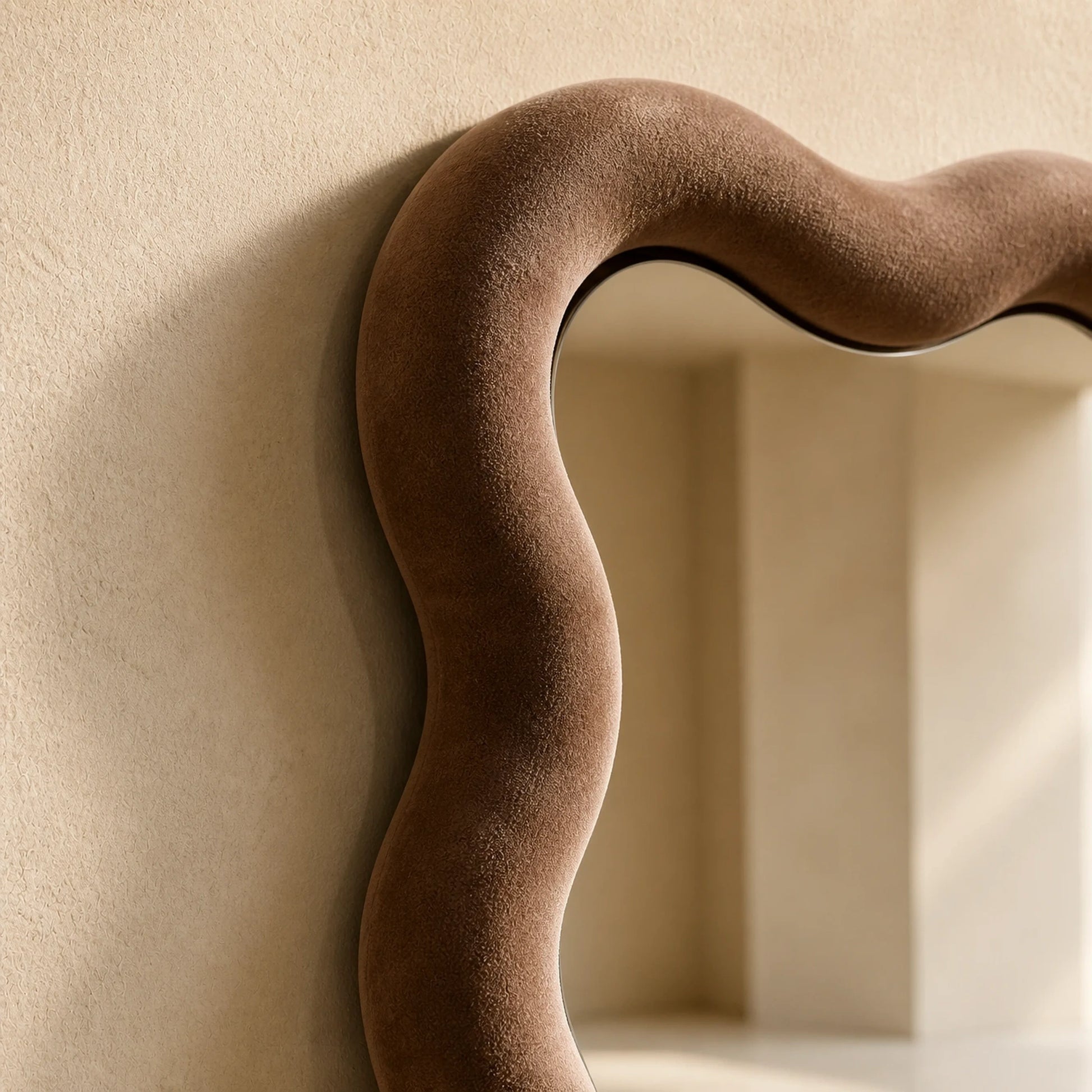 Luxury Modern Velvet Wave Mirror European Style for Villa
