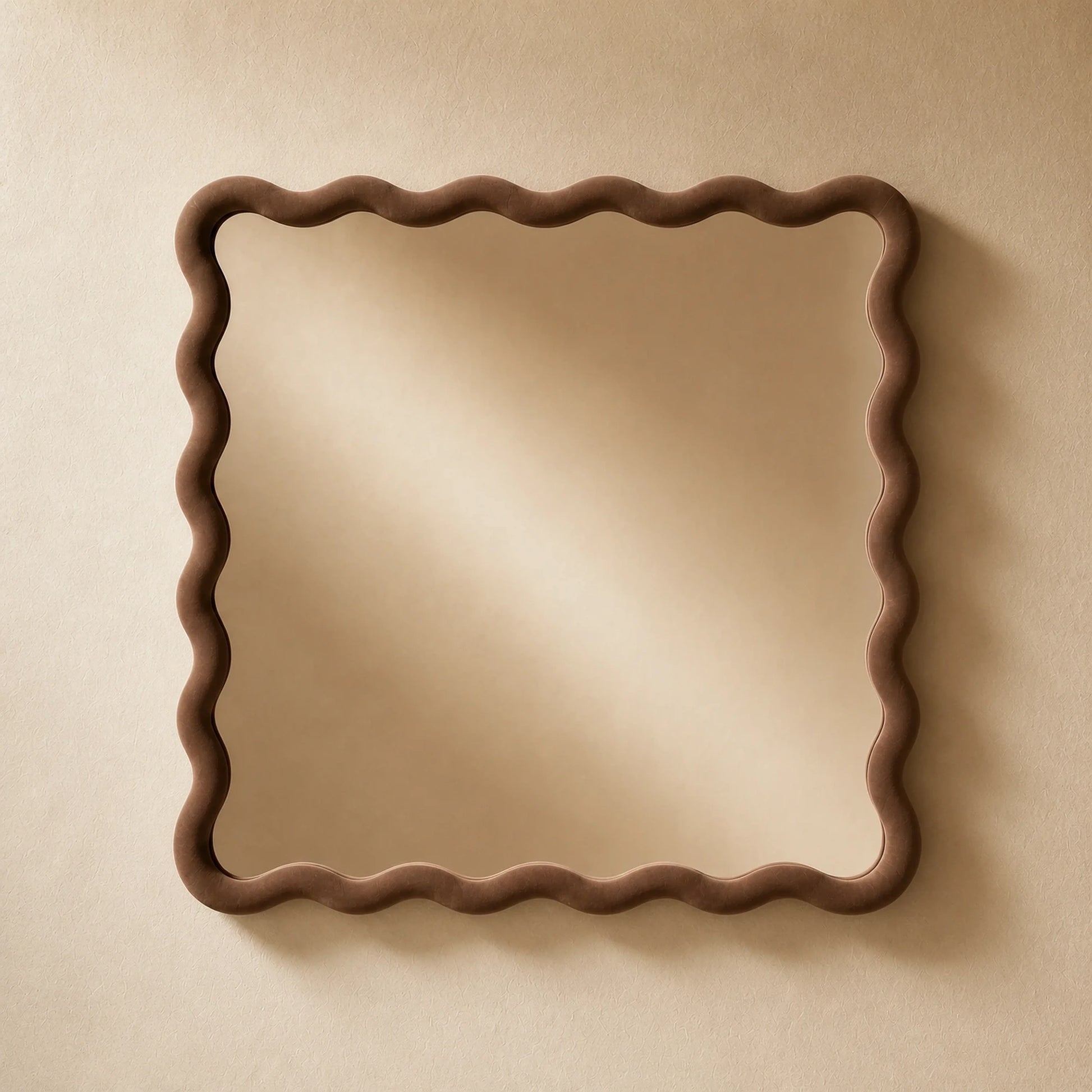 Luxury Modern Velvet Wave Mirror European Style for Villa