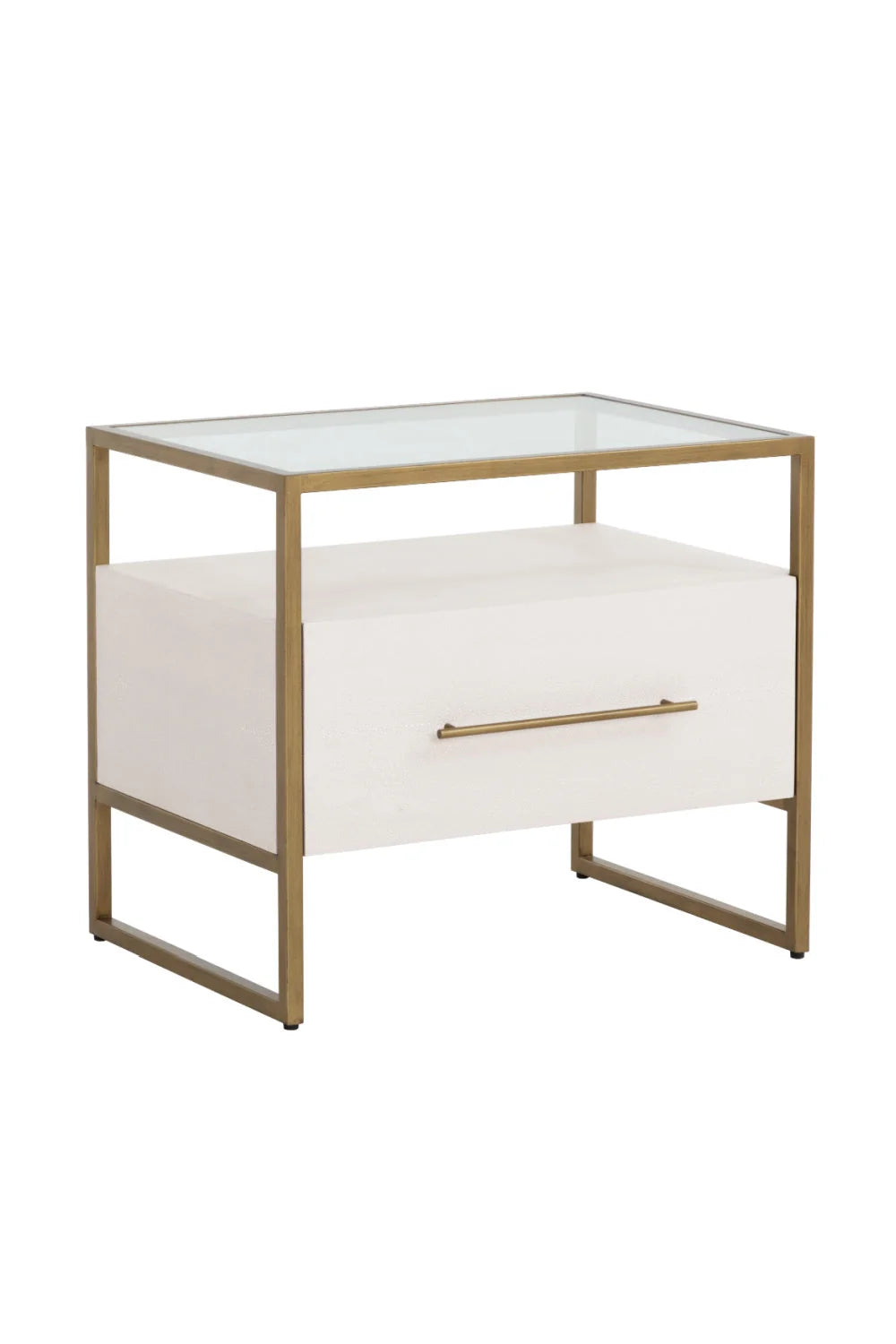 Luxury Modern Venice 1-Drawer Shagreen Nightstand European Style for Villa