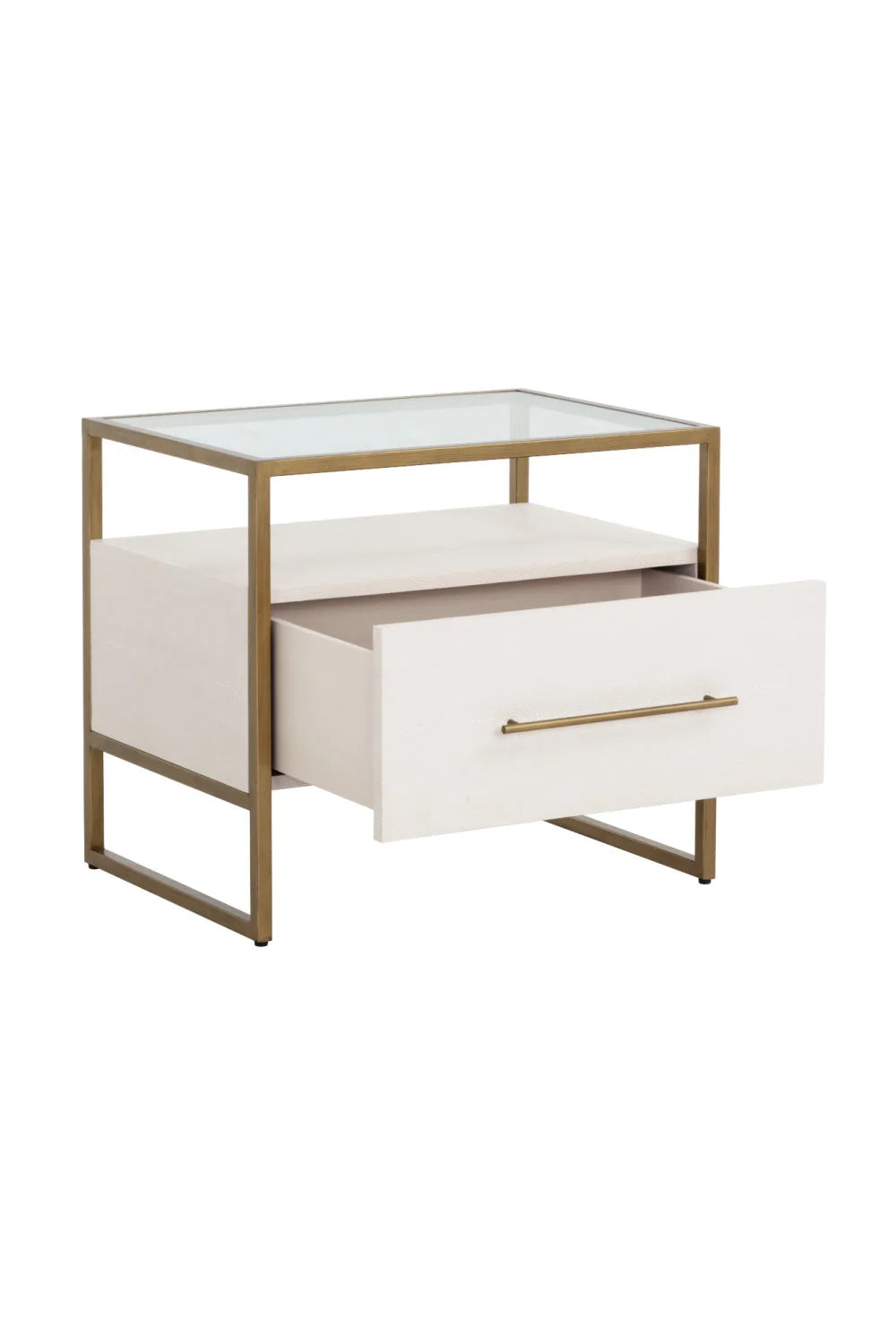 Luxury Modern Venice 1-Drawer Shagreen Nightstand European Style for Villa