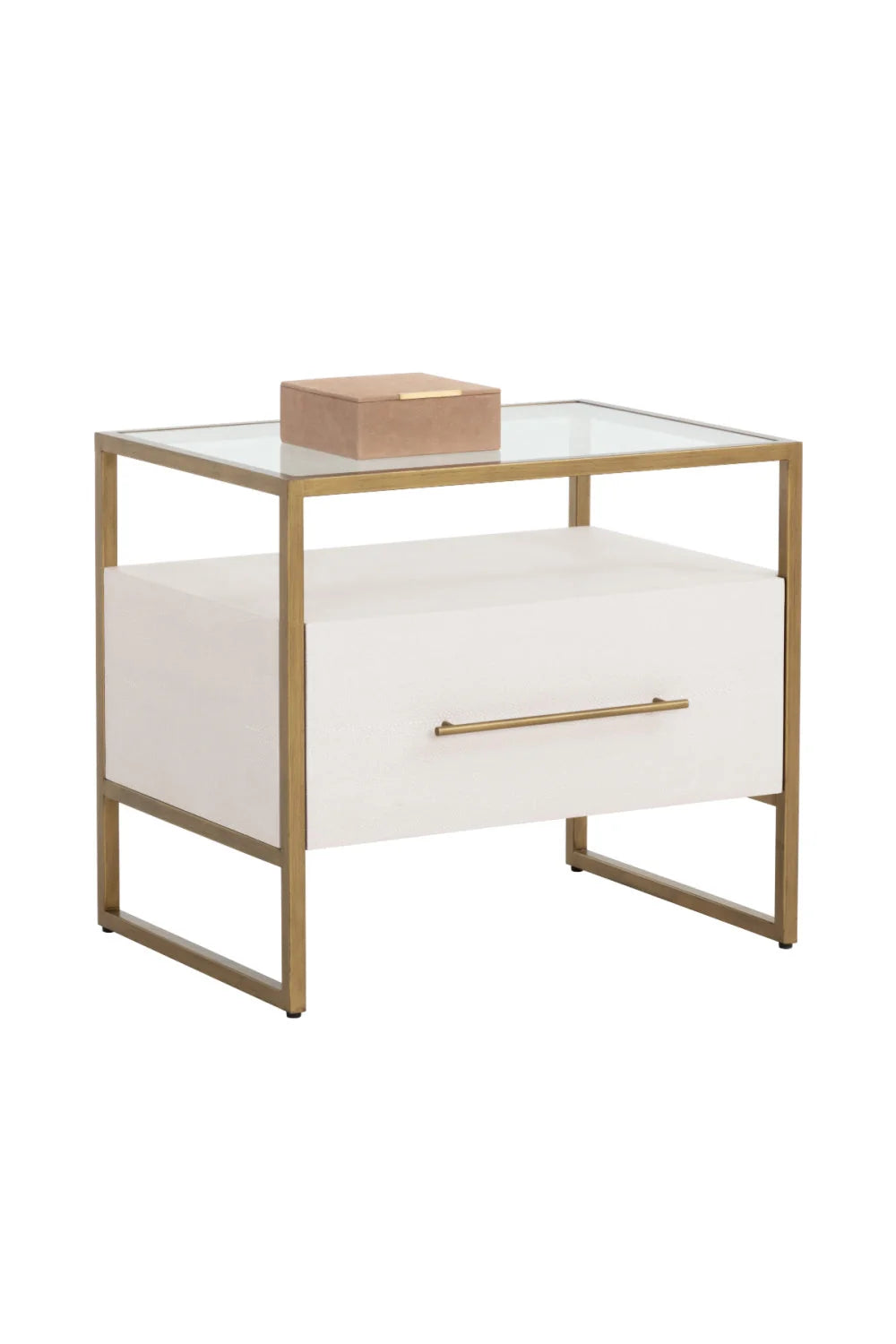 Luxury Modern Venice 1-Drawer Shagreen Nightstand European Style for Villa