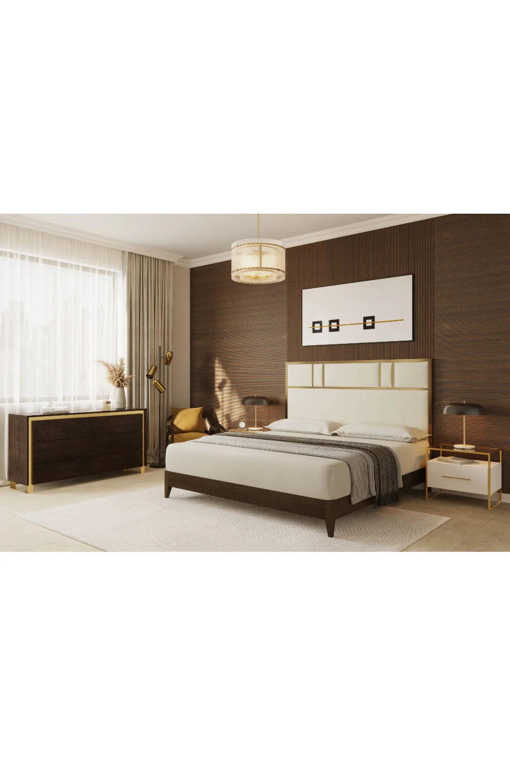 Luxury Modern Venice 1-Drawer Shagreen Nightstand European Style for Villa