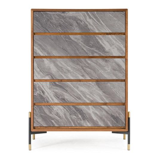 Luxury Modern Volcanic Slate 5-Drawer Chest European Style for Villa