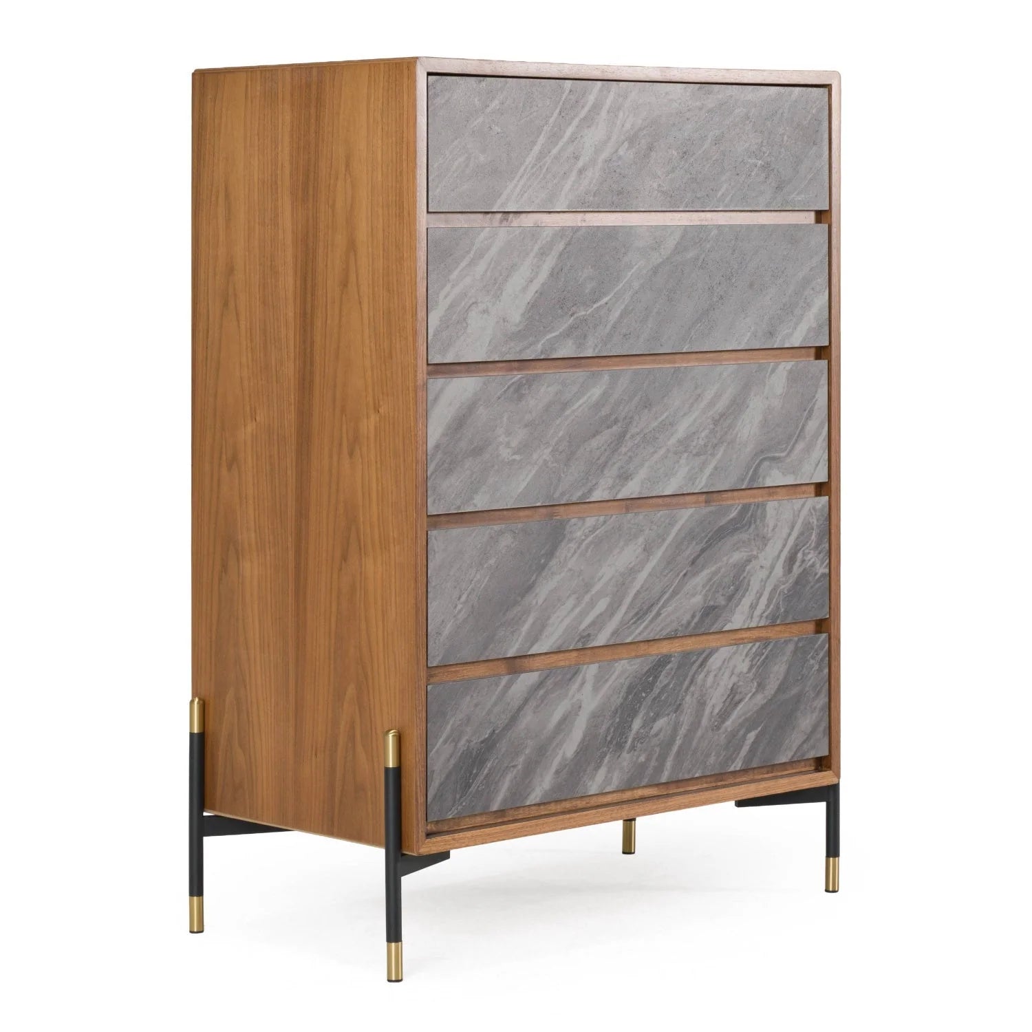 Luxury Modern Volcanic Slate 5-Drawer Chest European Style for Villa