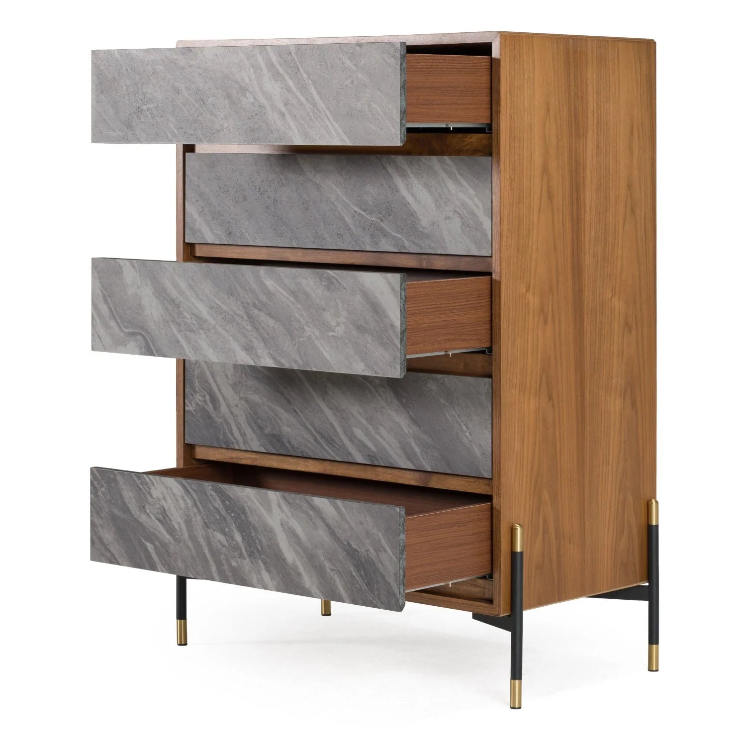 Luxury Modern Volcanic Slate 5-Drawer Chest European Style for Villa