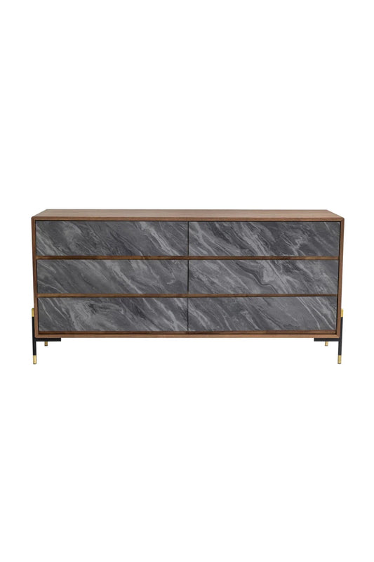 Luxury Modern Volcanic Slate 6-Drawer Dresser European Style for Villa