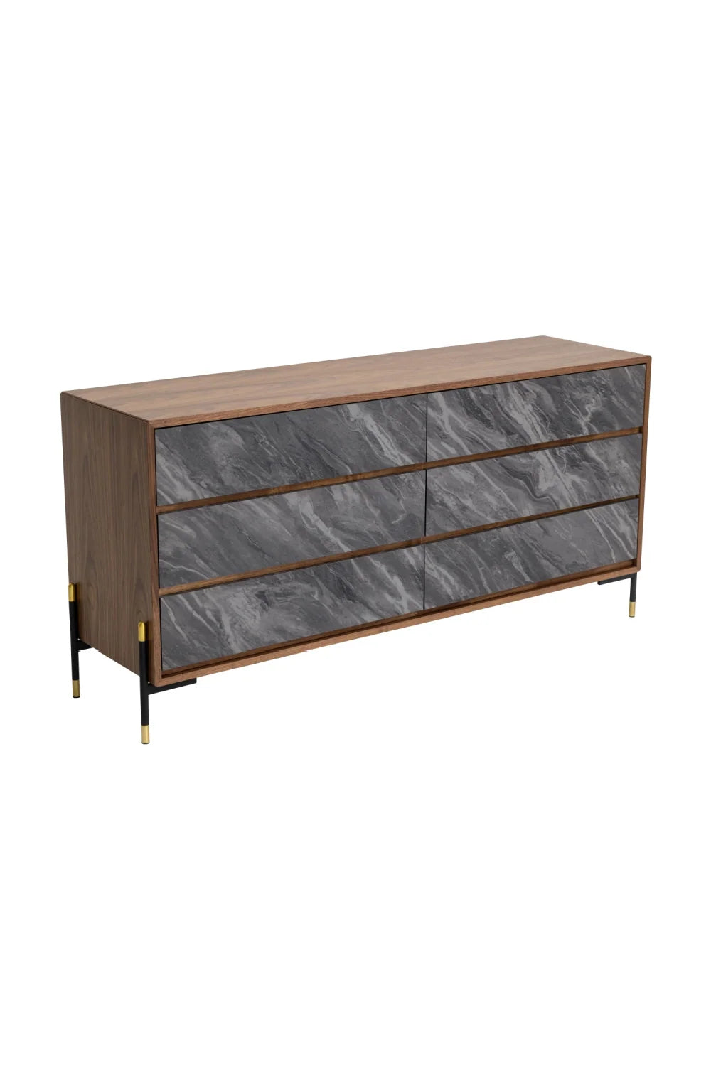 Luxury Modern Volcanic Slate 6-Drawer Dresser European Style for Villa
