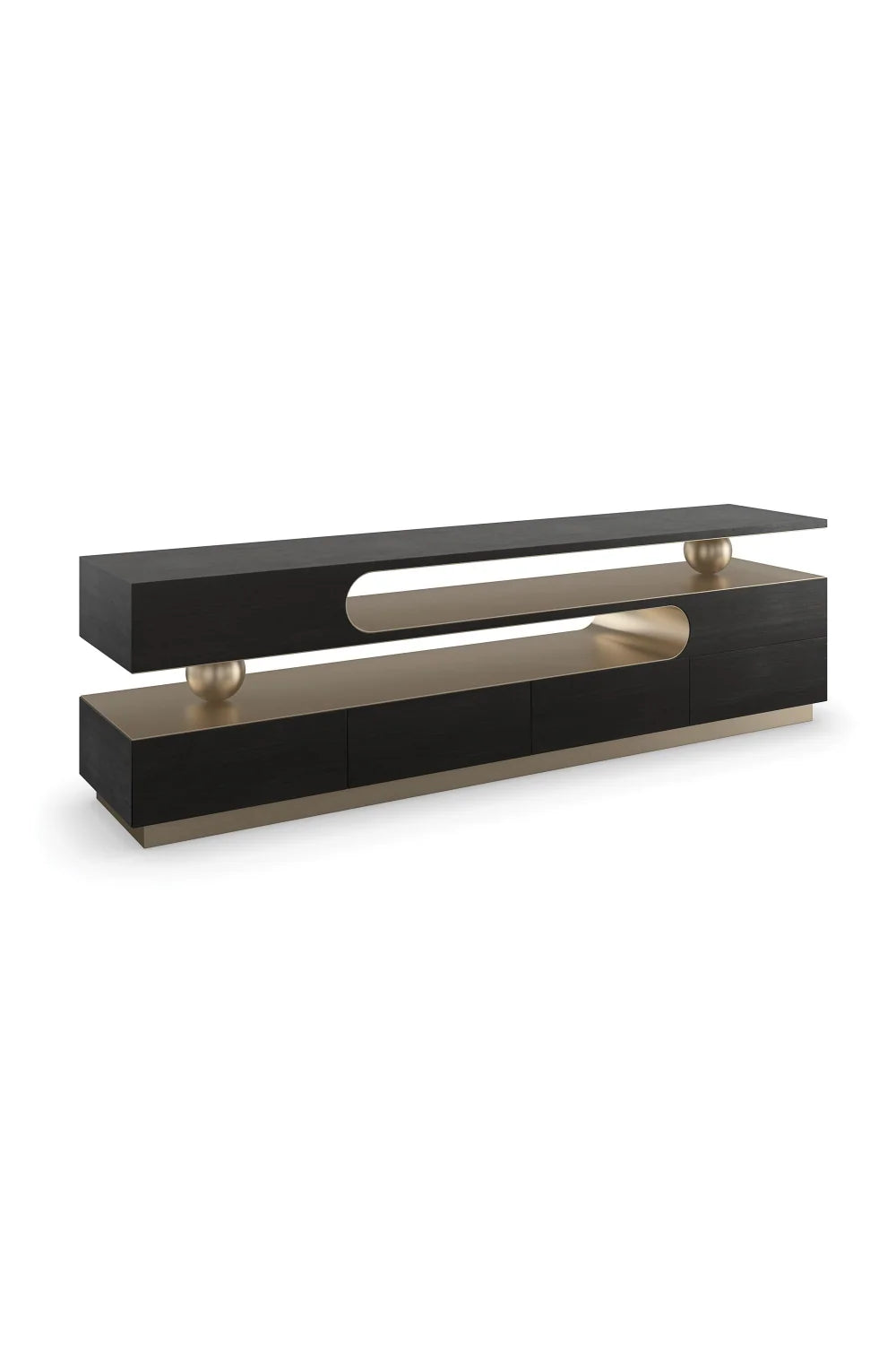 Luxury Modern Walnut 4-Drawer Media Unit Modern Italian Style for Villa
