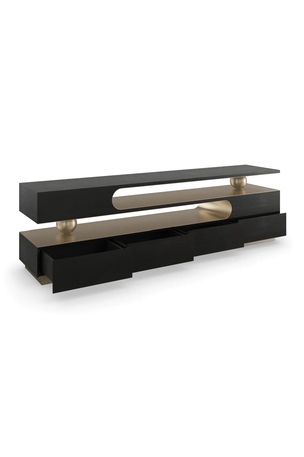Luxury Modern Walnut 4-Drawer Media Unit Modern Italian Style for Villa