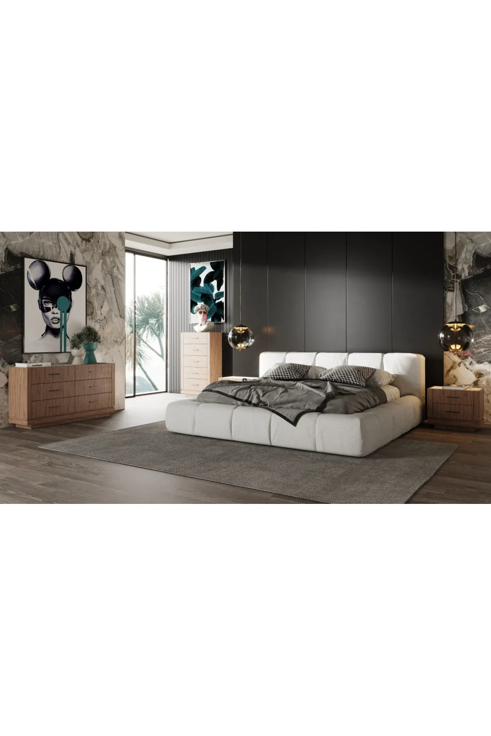 Luxury Modern Walnut 5-Drawer Dresser European Style for Villa