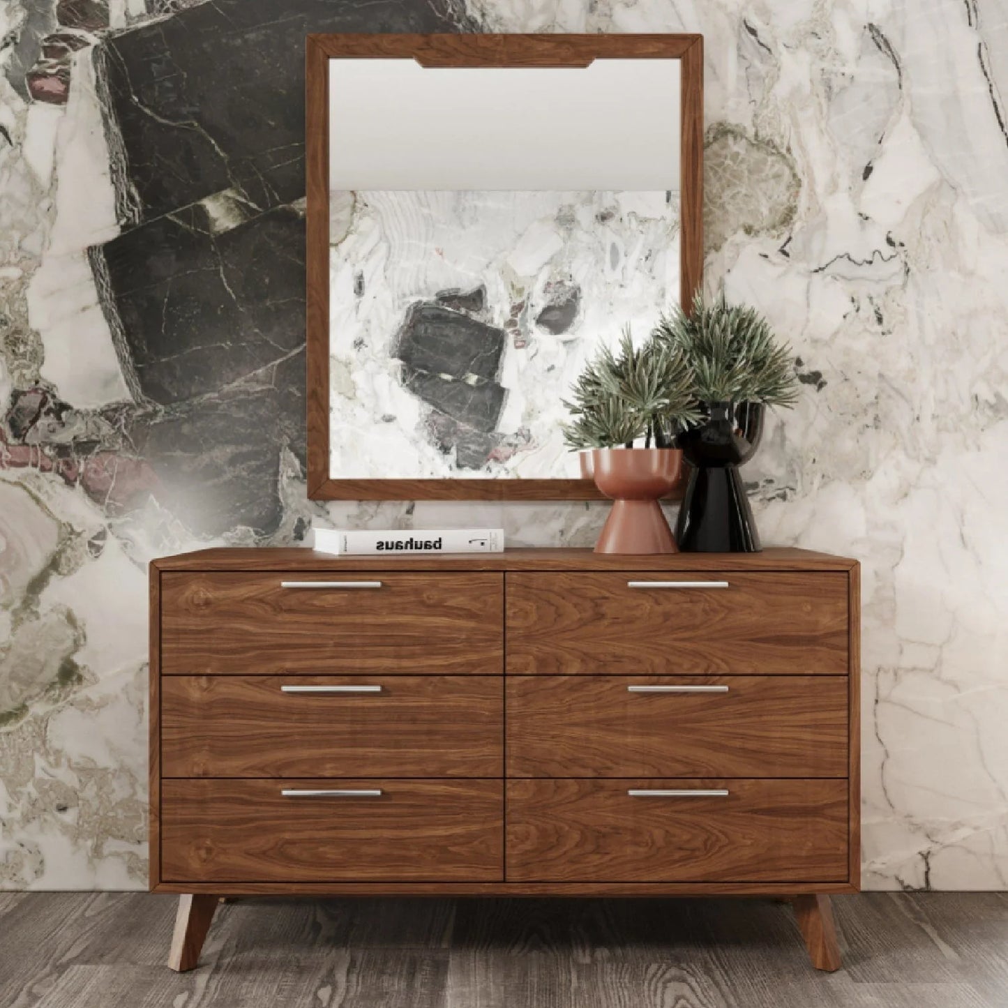 Luxury Modern Walnut 6-Drawer Dresser European Style for Villa