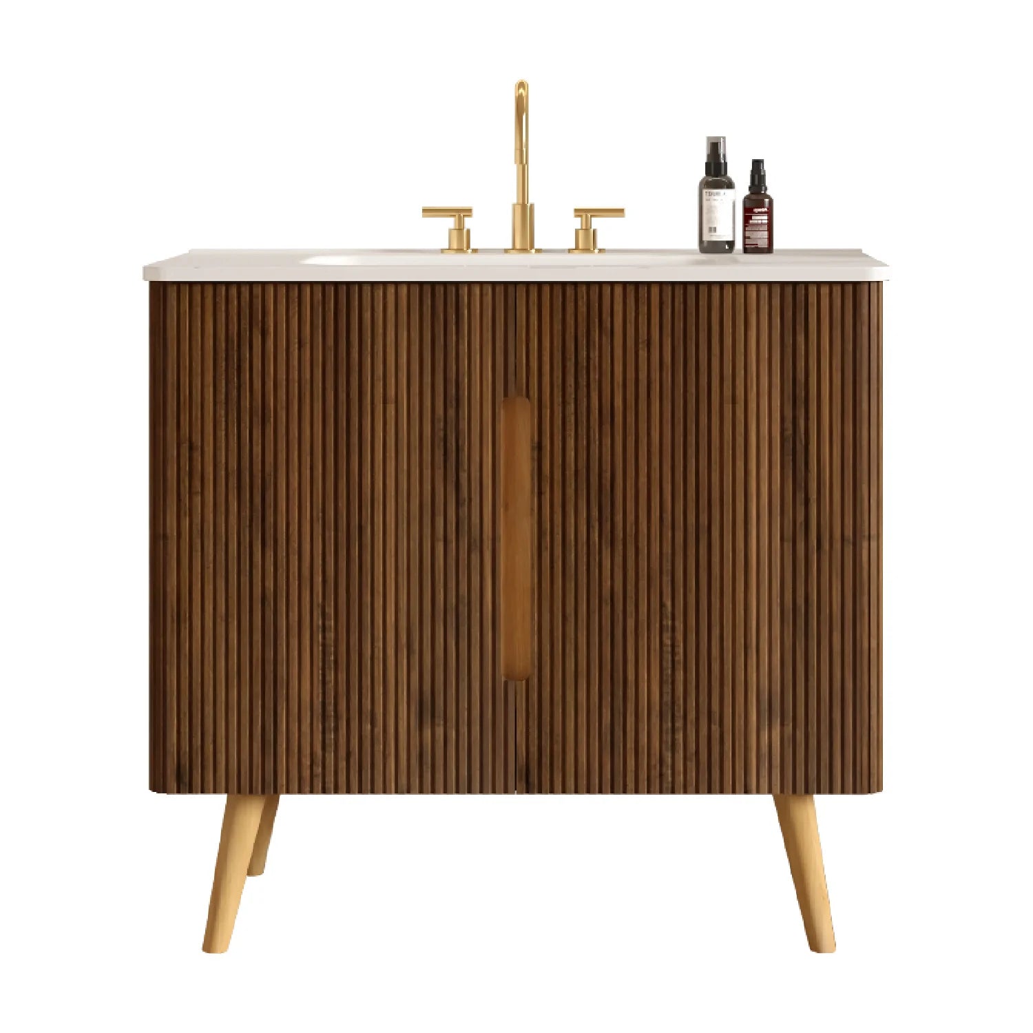 Luxury Modern Walnut Bathroom Vanity European Style for Villa