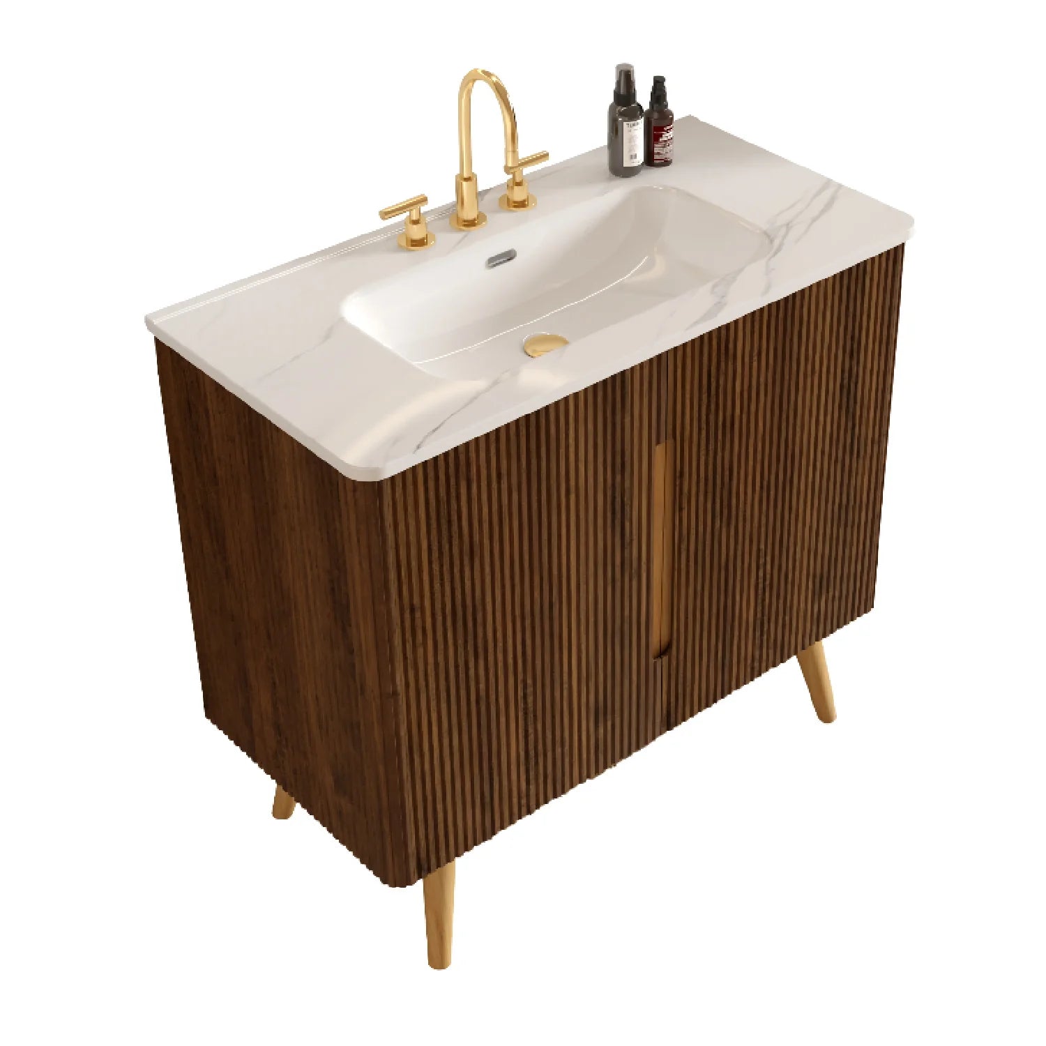 Luxury Modern Walnut Bathroom Vanity European Style for Villa