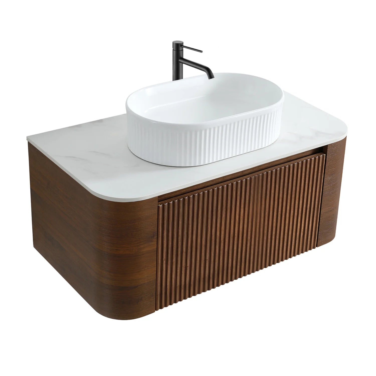 Luxury Modern Walnut Bathroom Vanity European Style for Villa