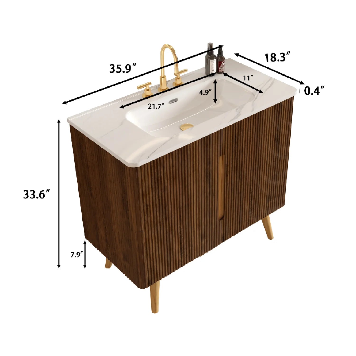 Luxury Modern Walnut Bathroom Vanity European Style for Villa