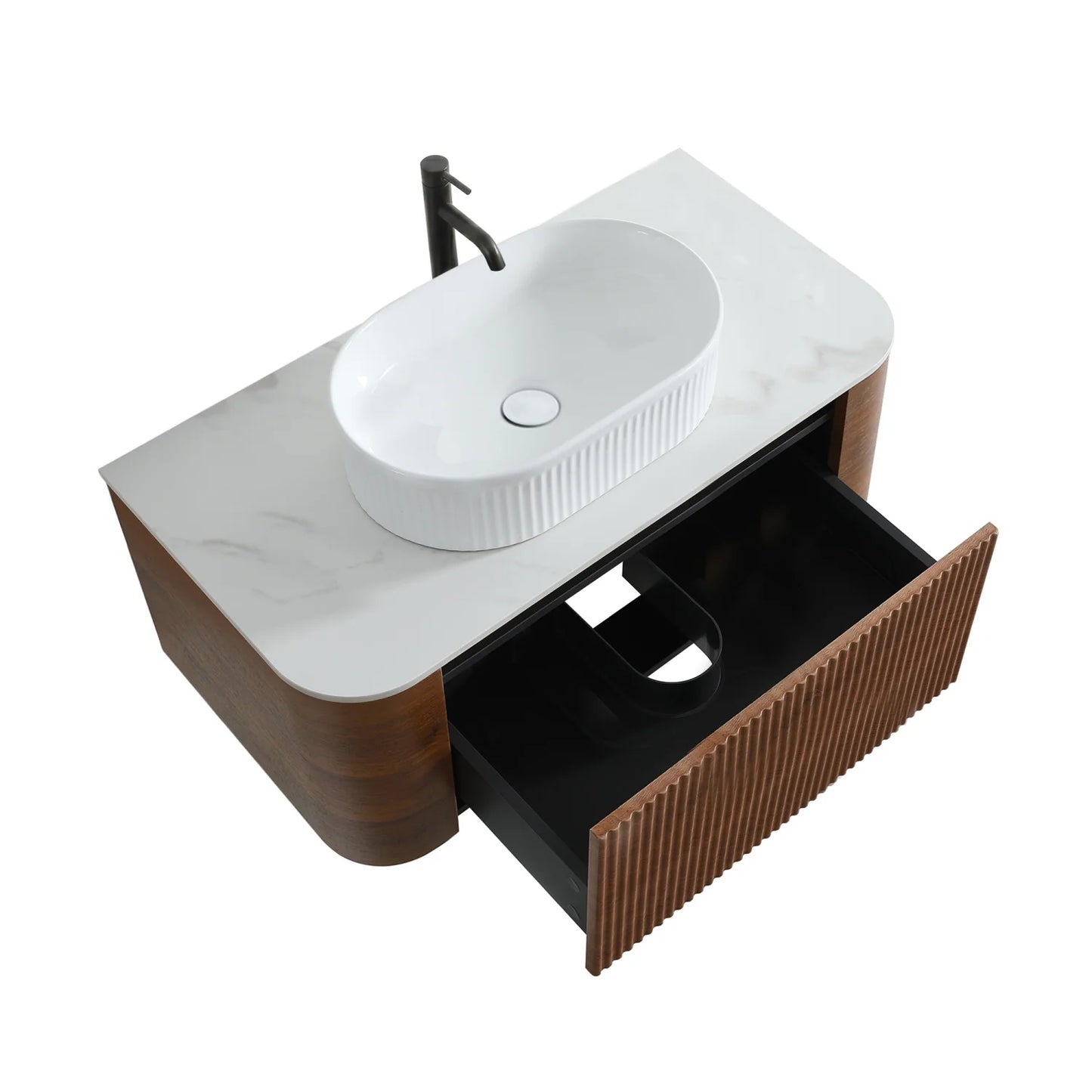 Luxury Modern Walnut Bathroom Vanity European Style for Villa