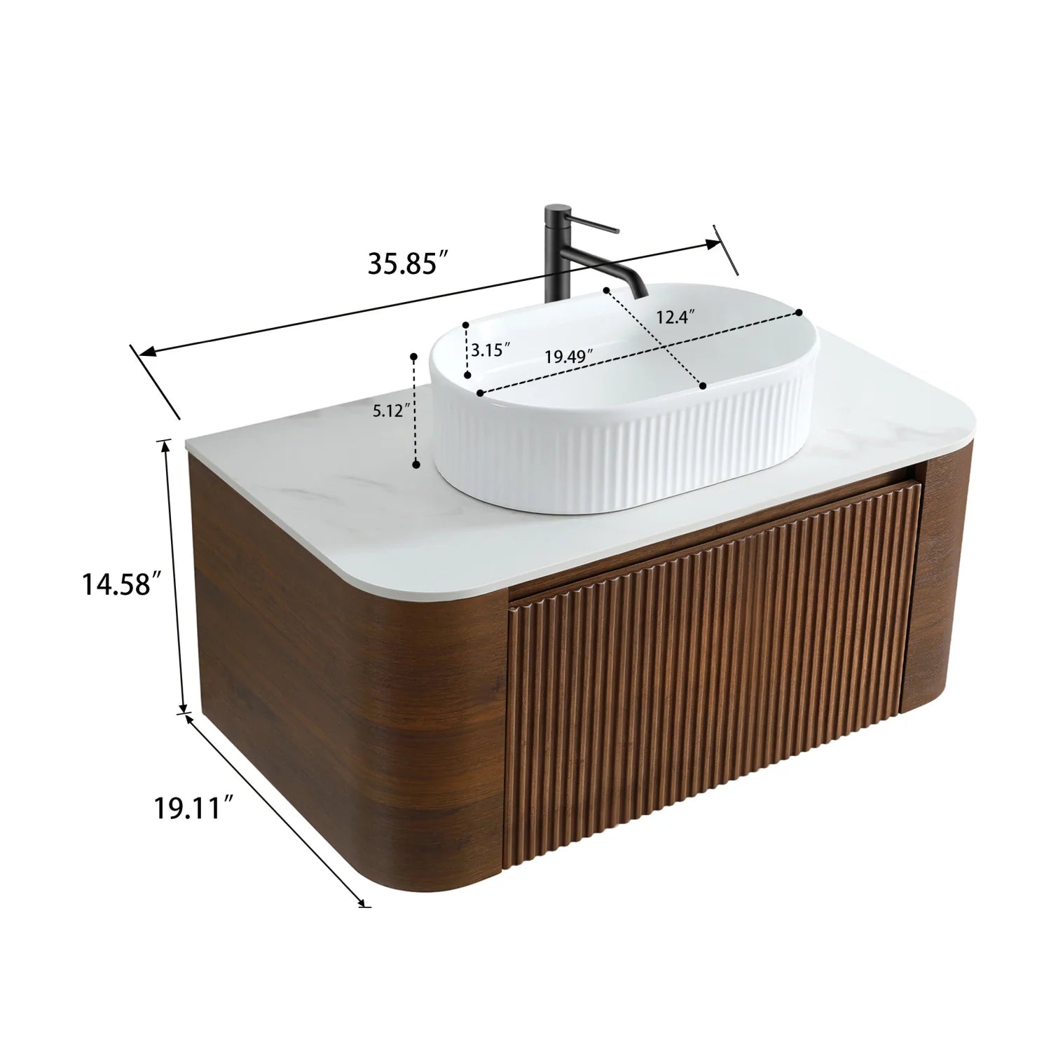 Luxury Modern Walnut Bathroom Vanity European Style for Villa
