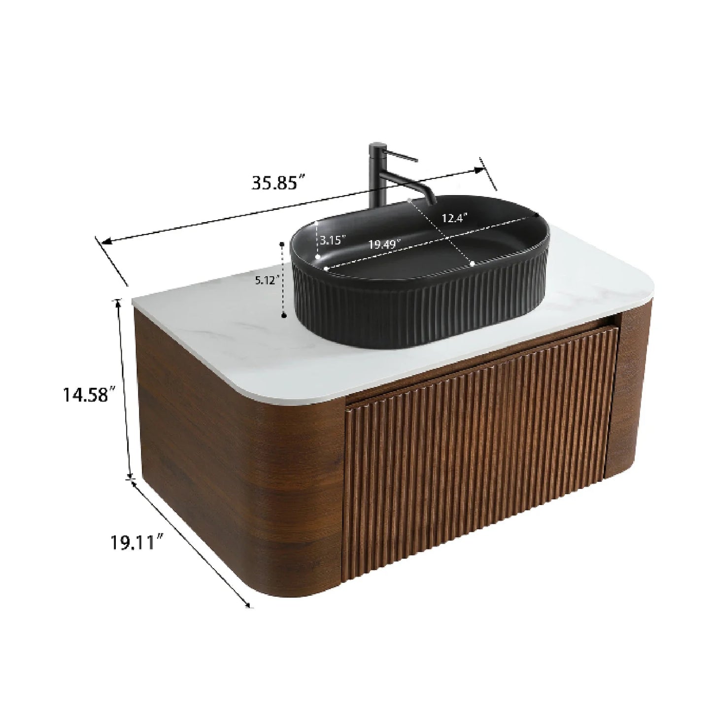 Luxury Modern Walnut Bathroom Vanity European Style for Villa